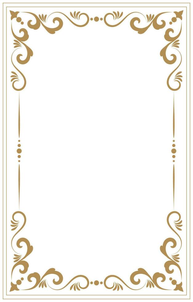 årgång guld gräns. gräns ram med royalty ornament på vit bakgrund. vektor