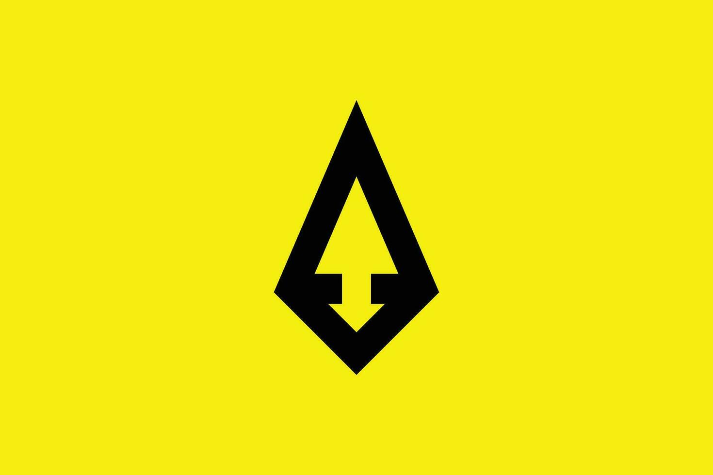 minimal och kreativ första brev en pil logotyp mall på gul bakgrund vektor