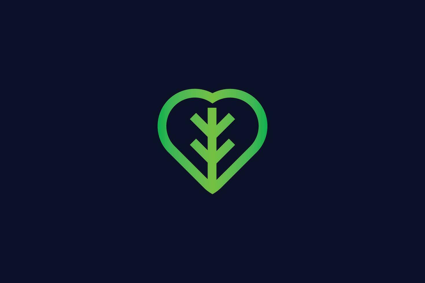 minimal och kreativ hjärta blad logotyp mall på svart bakgrund vektor