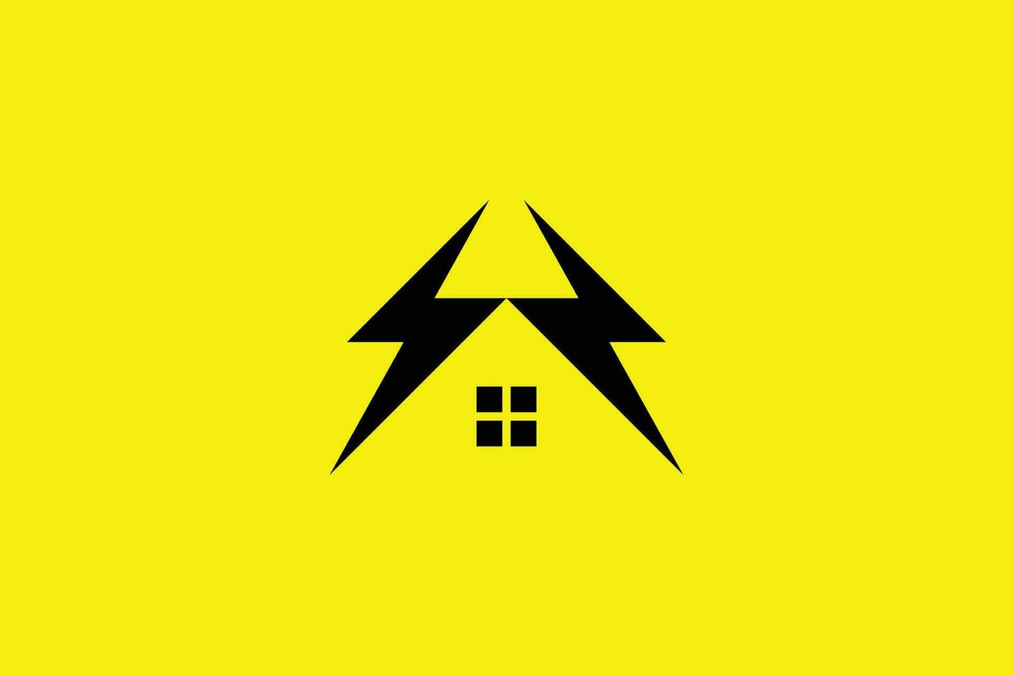 minimal och kreativ blixt Hem logotyp mall på gul bakgrund vektor