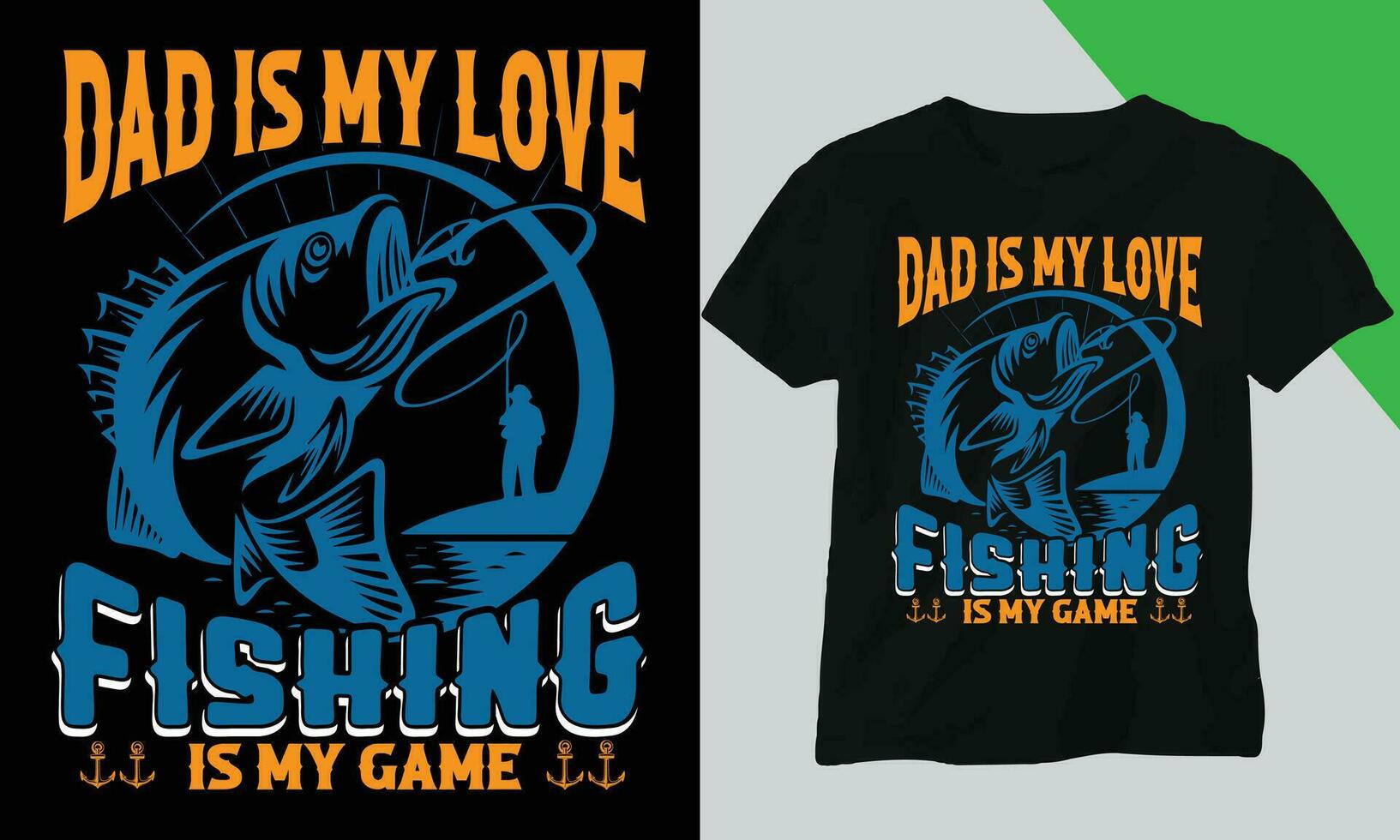 pappa är min kärlek fiske är min spel, trendigt t skjorta design, anpassad t skjorta design och vektor Häftigt design