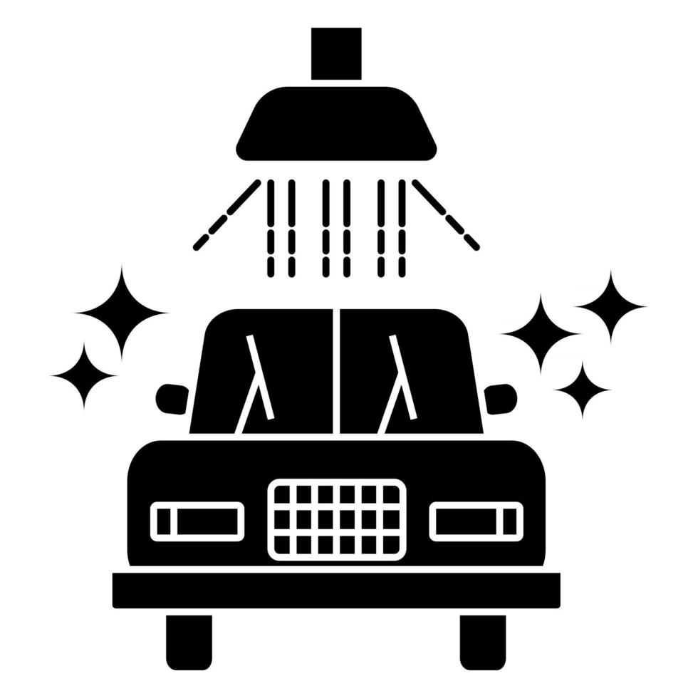 Autowaschanlage-Symbol. Desinfektionsstation oder -service. Reinigung des Fahrzeugs. Fahrzeug reinigen und waschen. Glyphe-Symbol des Autos. Vektor-Illustration vektor