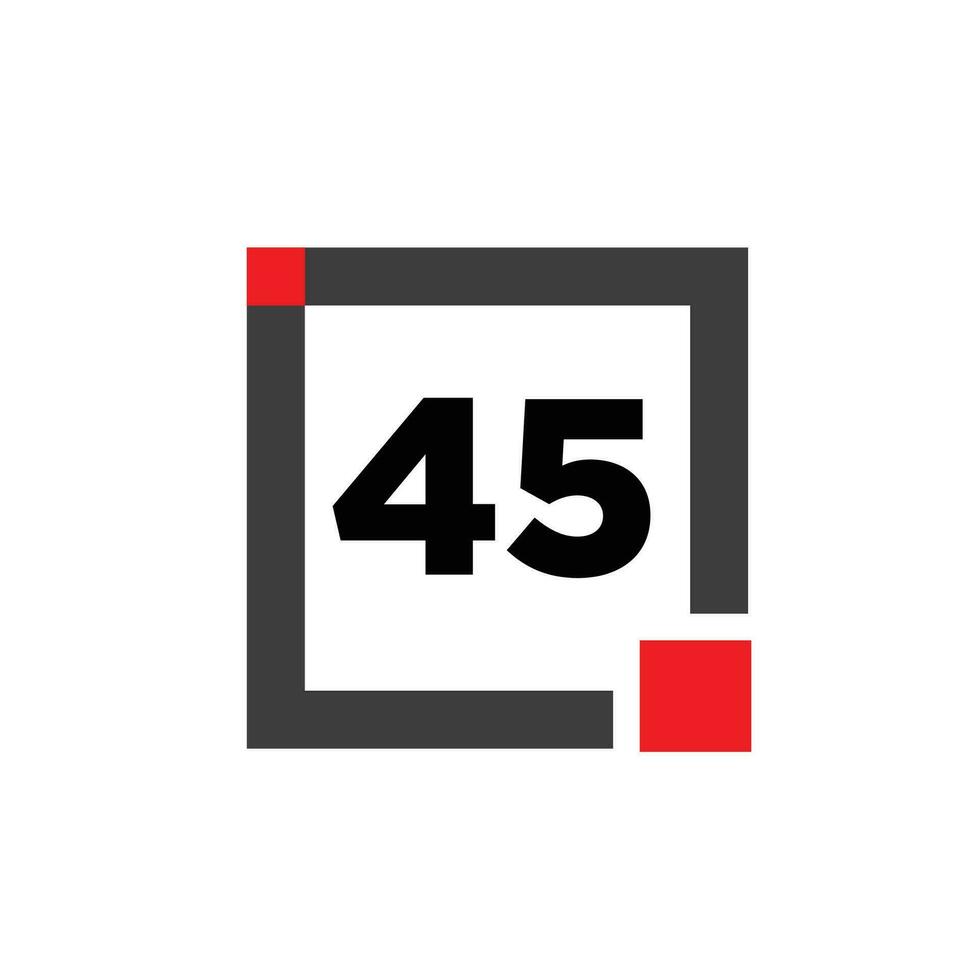 45 siffra med fyrkant ikon. 45 punkt monogram. vektor