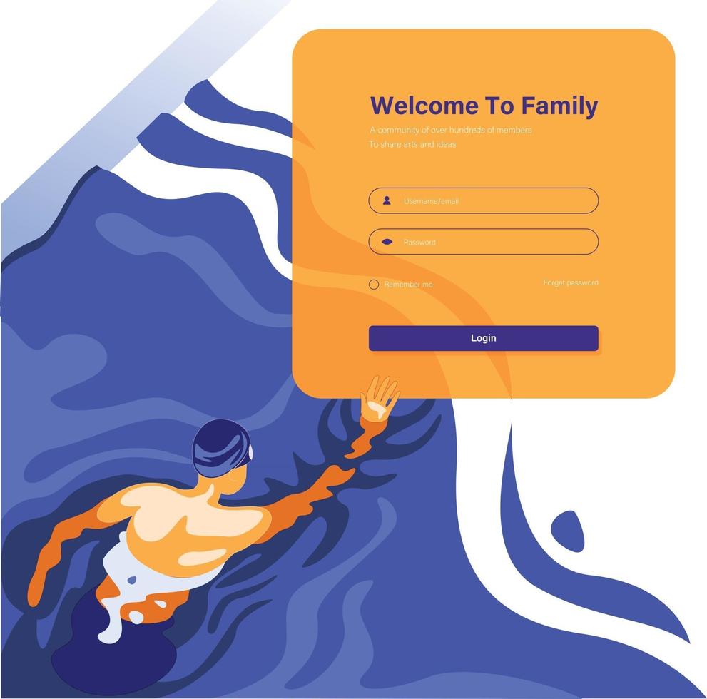 Schwimmverein Login Konzept Illustration Vektor