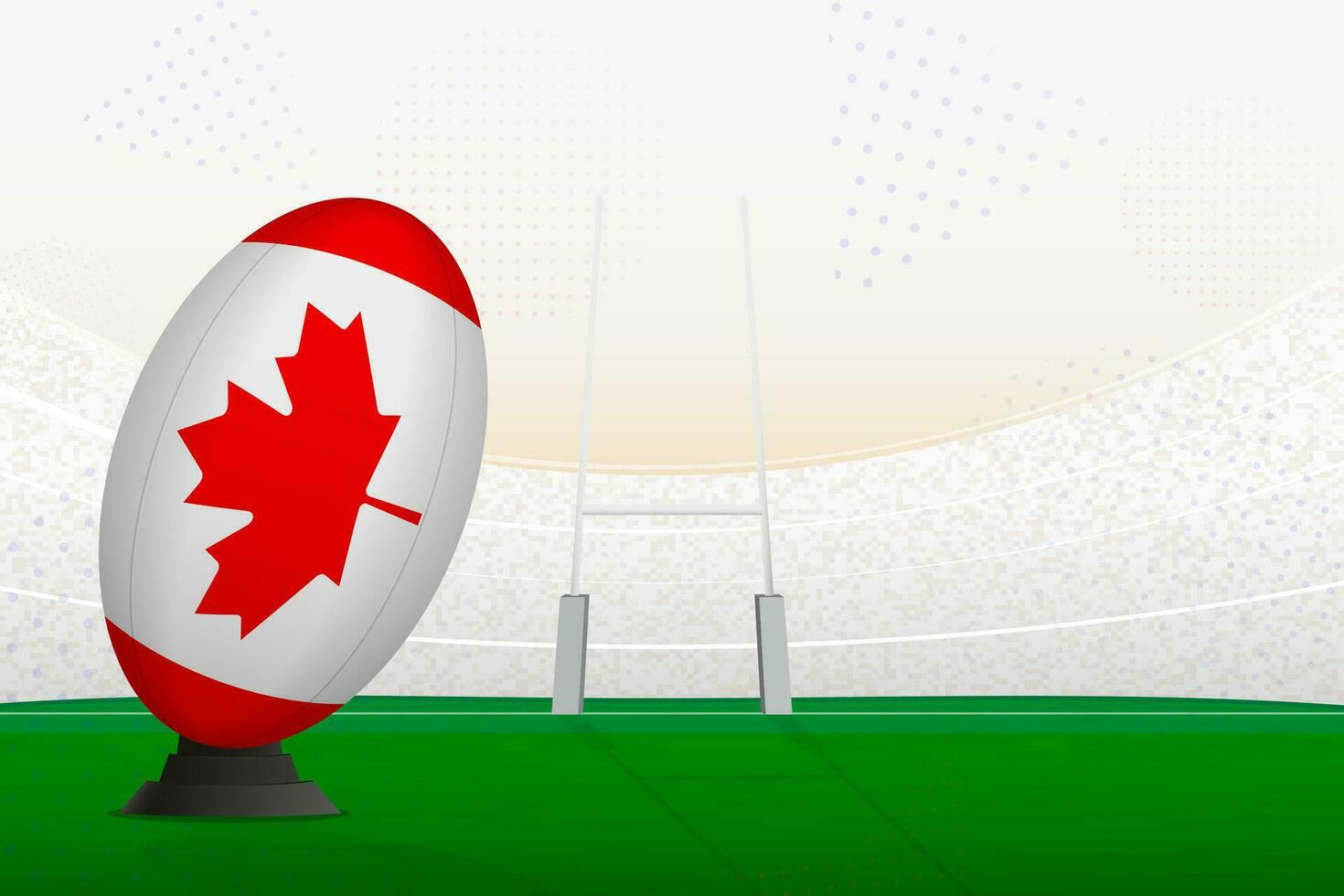 kanada nationell team rugby boll på rugby stadion och mål inlägg, framställning för en straff eller fri sparka. vektor