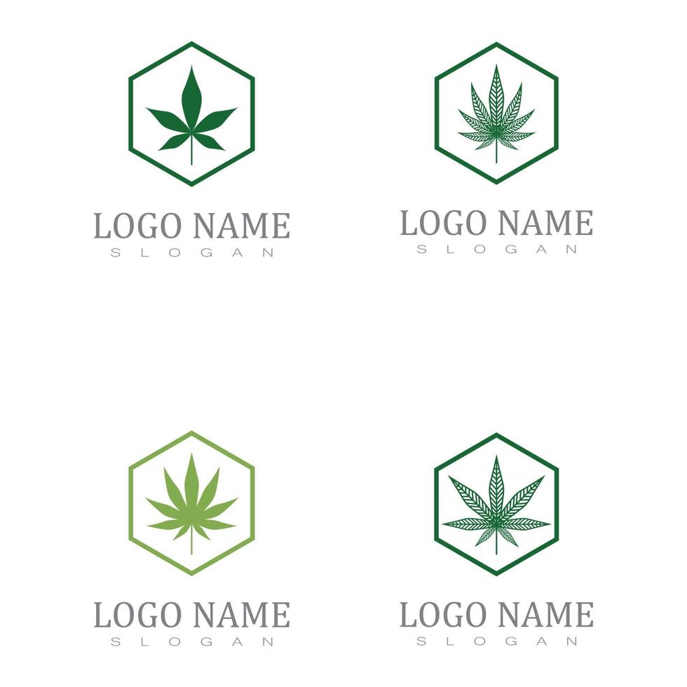 Cannabis Marihuana Hanftopf Blatt Silhouetten Logo Vektor