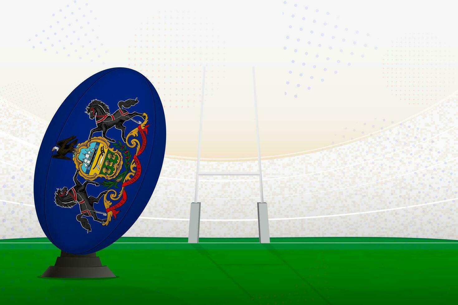 Pennsylvania nationell team rugby boll på rugby stadion och mål inlägg, framställning för en straff eller fri sparka. vektor