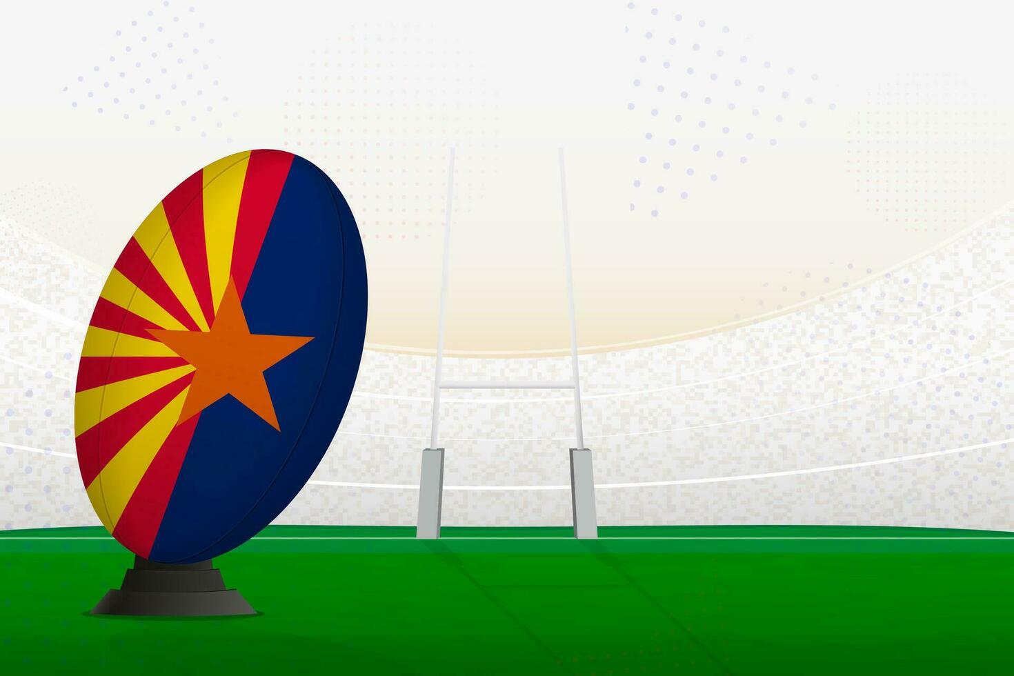 Arizona National Mannschaft Rugby Ball auf Rugby Stadion und Tor Beiträge, vorbereiten zum ein Strafe oder kostenlos trete. vektor