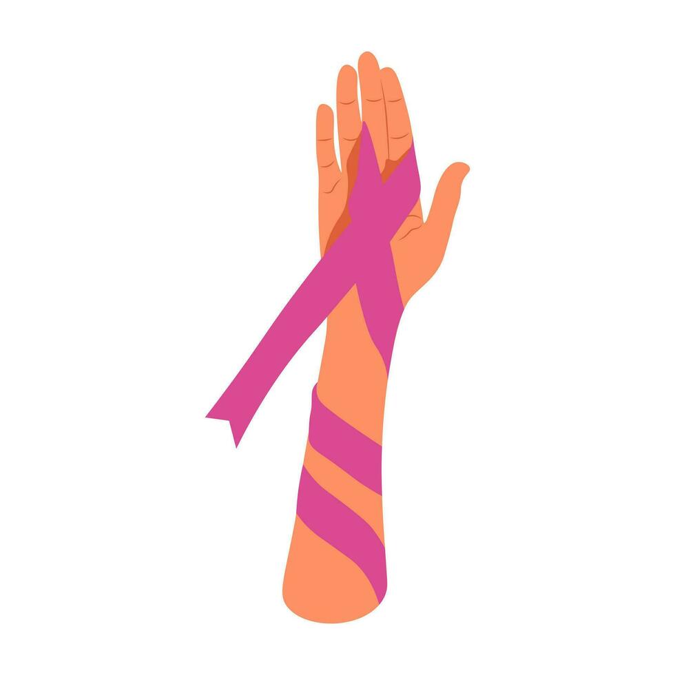 kvinna med rosa bröstcancer medvetenhet band vektor