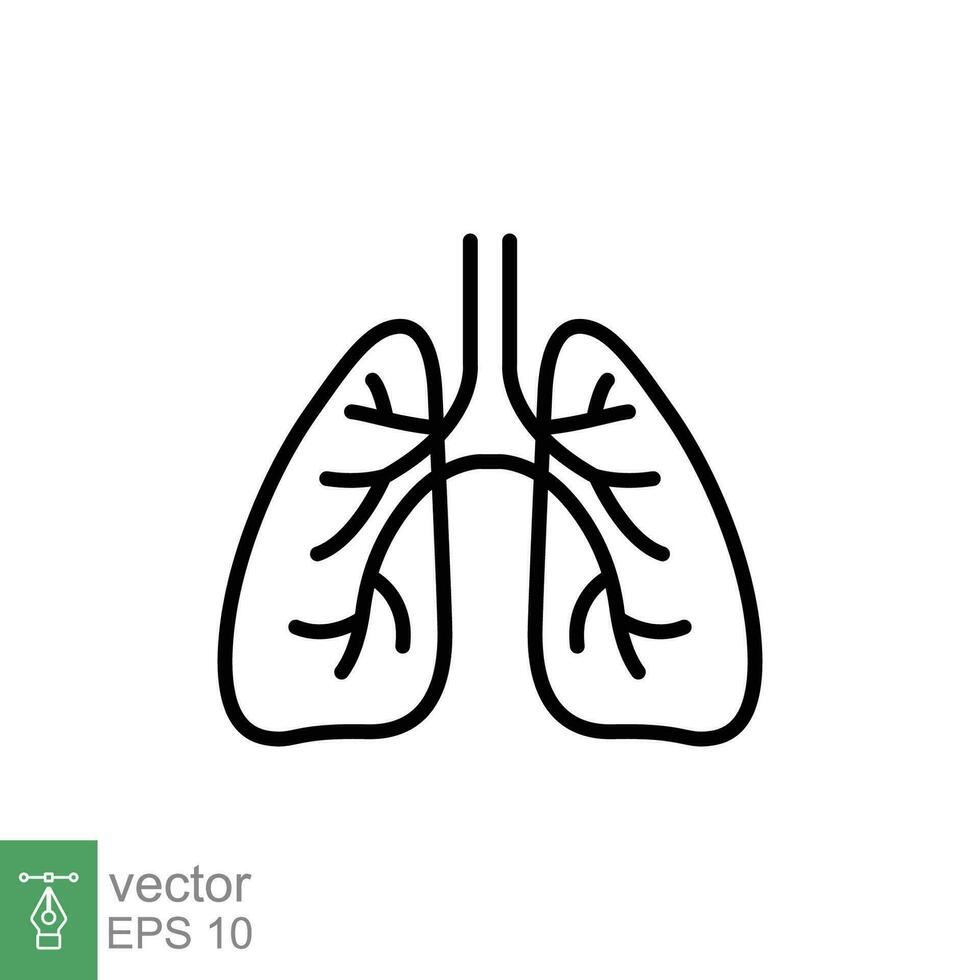 lungor ikon. enkel översikt stil. mänsklig inre organ, lunga, respiratorisk systemet, pulmonology begrepp. tunn linje symbol. vektor illustration isolerat på vit bakgrund. eps 10.