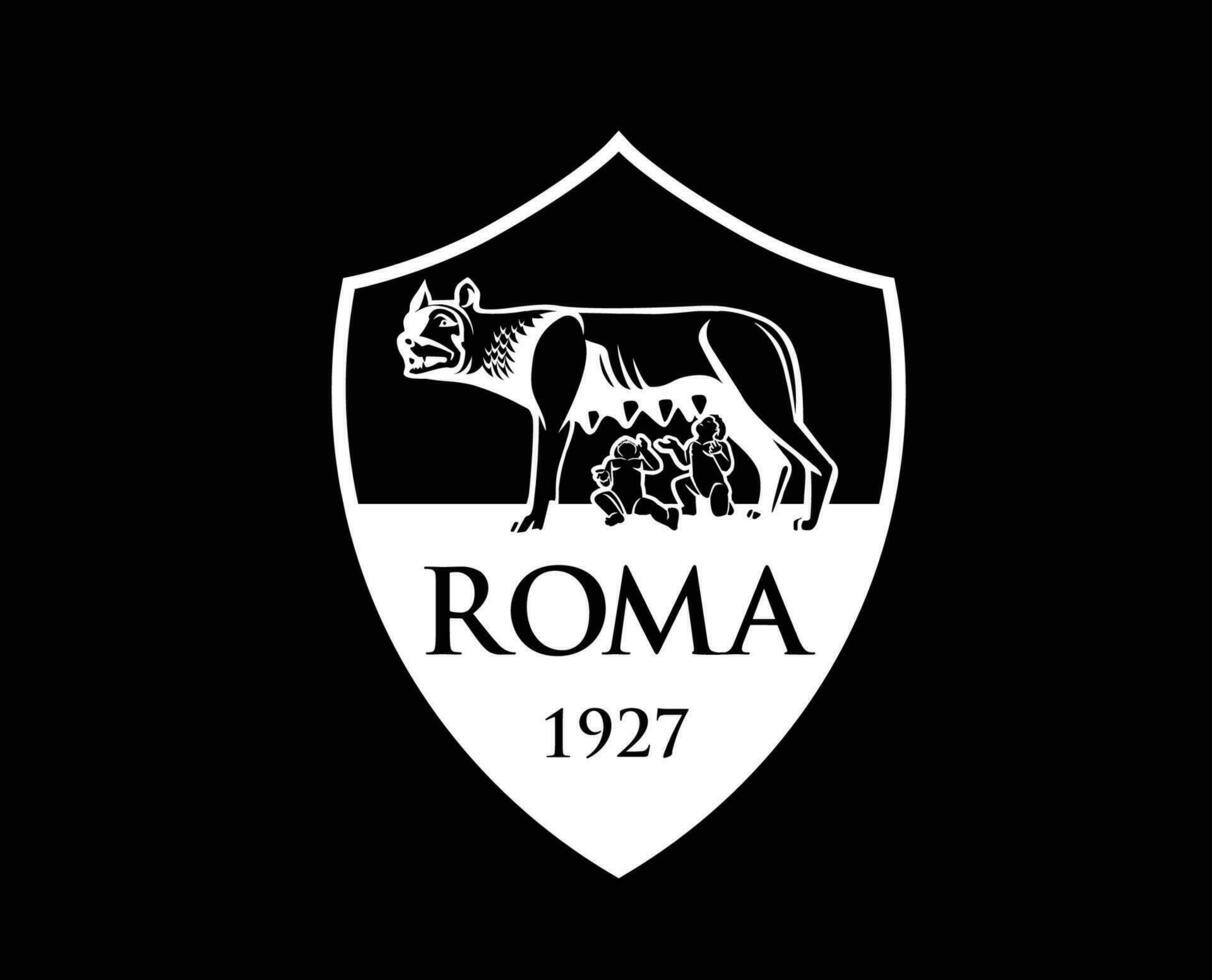 wie Roma Verein Logo Symbol Weiß Serie ein Fußball kalcio Italien abstrakt Design Vektor Illustration mit schwarz Hintergrund