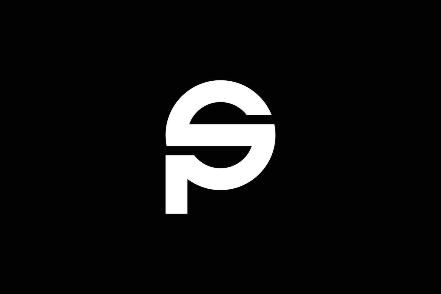 kreativ minimal Stil Fachmann Initiale Brief p s Logo Design Vorlage auf schwarz Hintergrund vektor