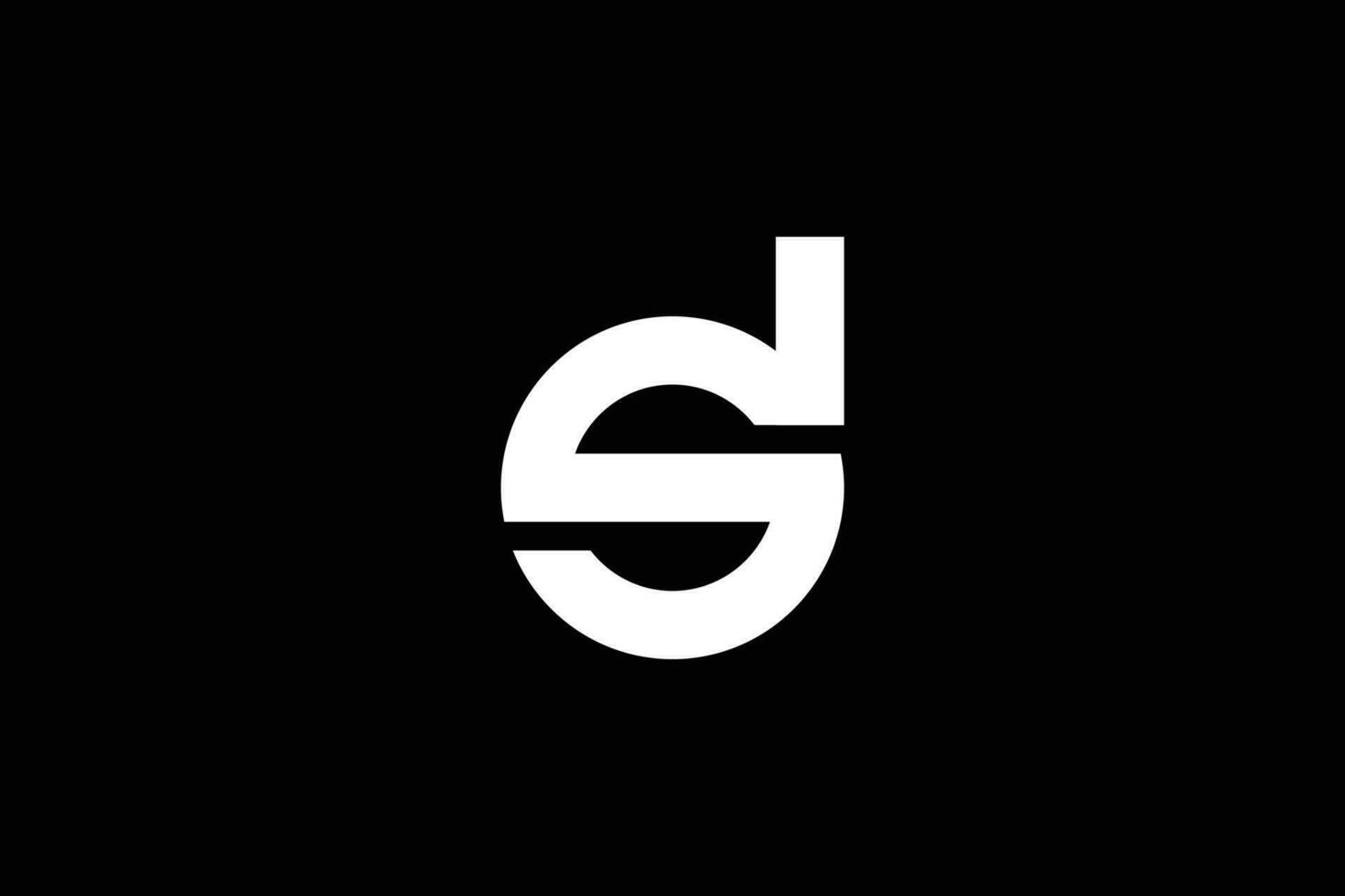 kreativ minimal stil professionell första brev d s logotyp design mall på svart bakgrund vektor