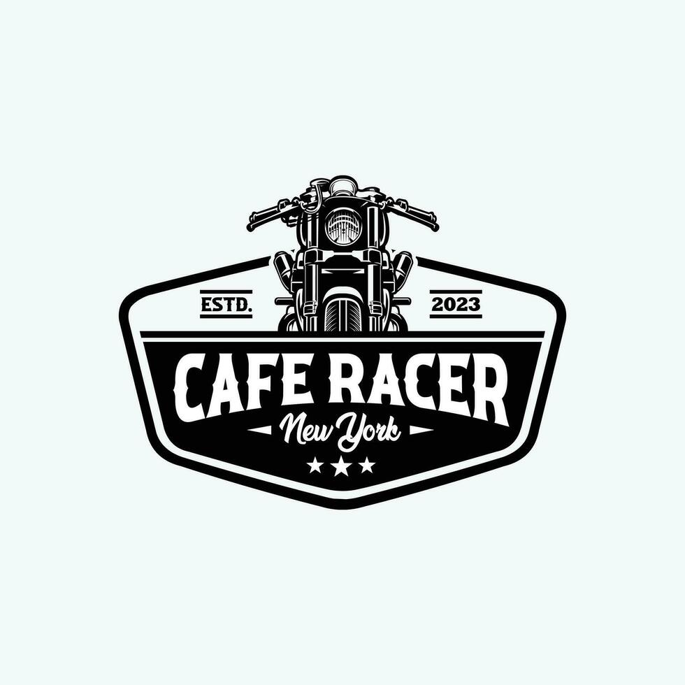 Cafe Rennfahrer Neu York Emblem Abzeichen Logo Vektor isoliert im Weiß Hintergrund. Beste zum Motorrad Garage und Mechaniker Logo