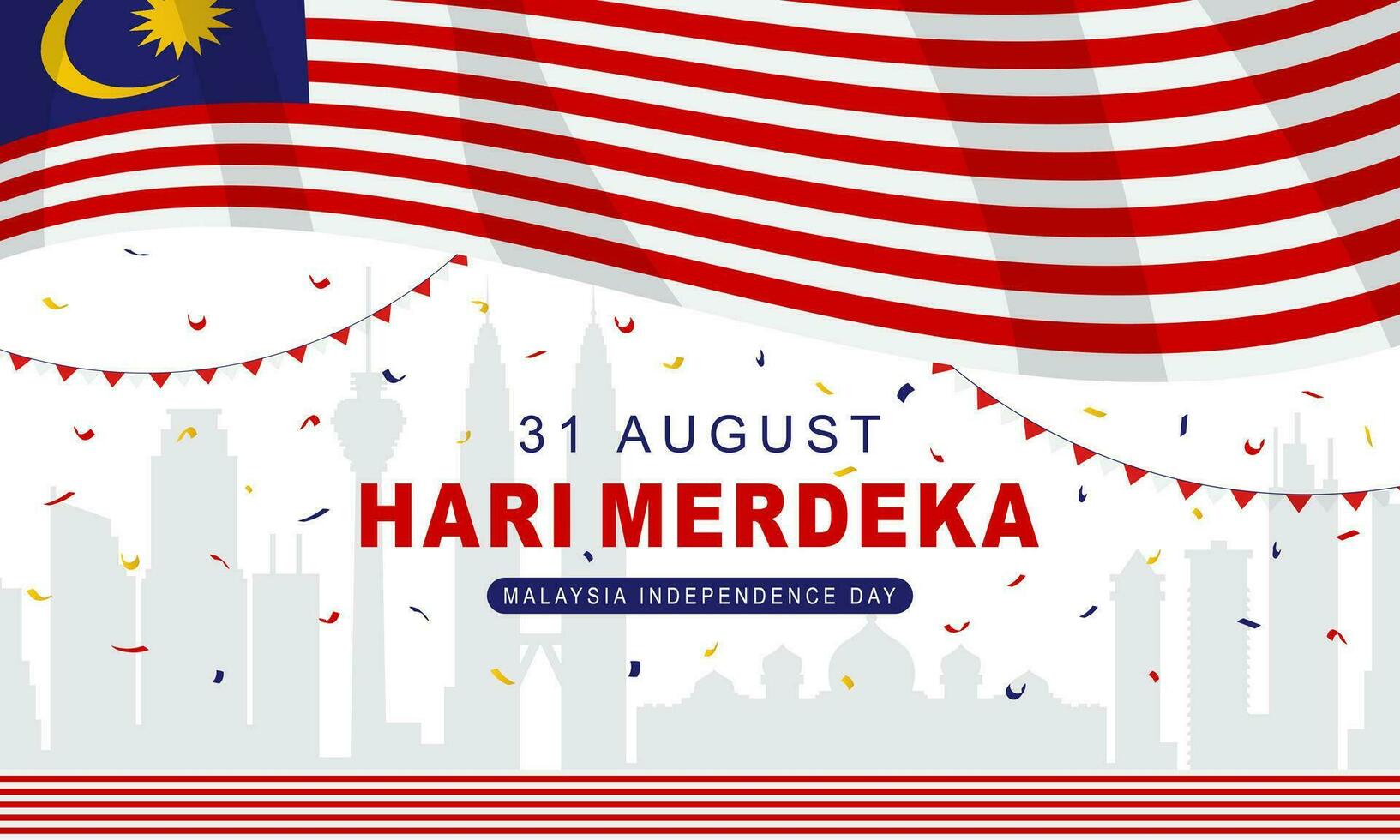 Malaysia Unabhängigkeit Tag Gruß Banner Design vektor