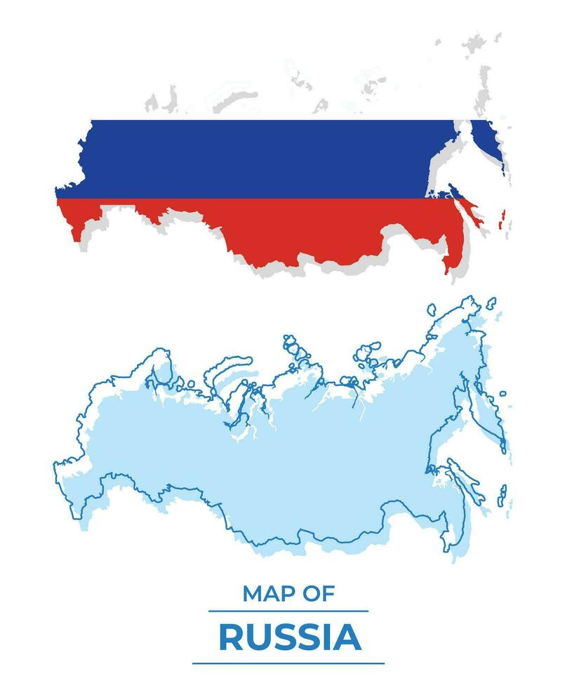 vektor ryssland flagga Karta uppsättning enkel platt illustration