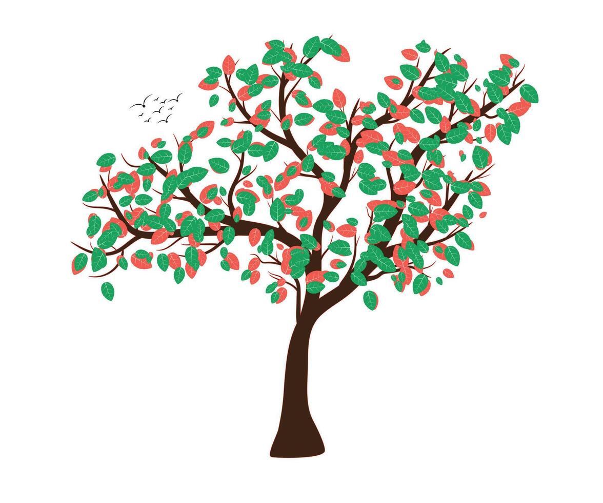 vektor illustration av en träd med löv på en vit bakgrund