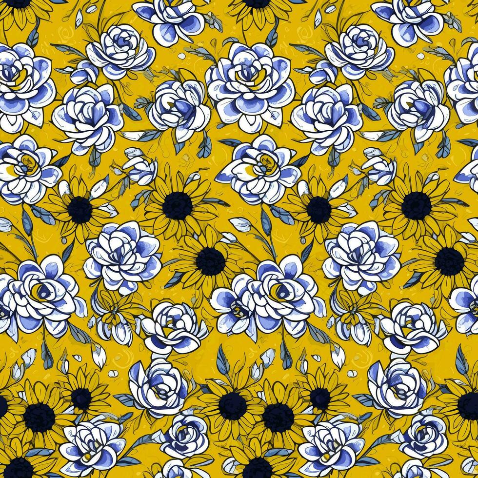 ai generieren Blumen- nahtlos Muster Digital drucken Muster Design Textil- Digital drucken vektor