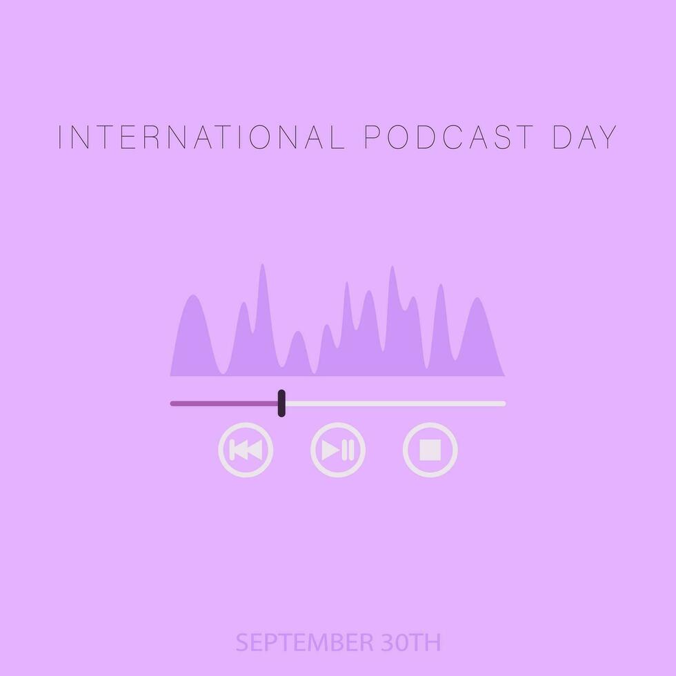 internationell podcast dag. vykort eller baner för september 30:e. utjämnare eller ljud Vinka av ett audio lager. vektor illustration för design.
