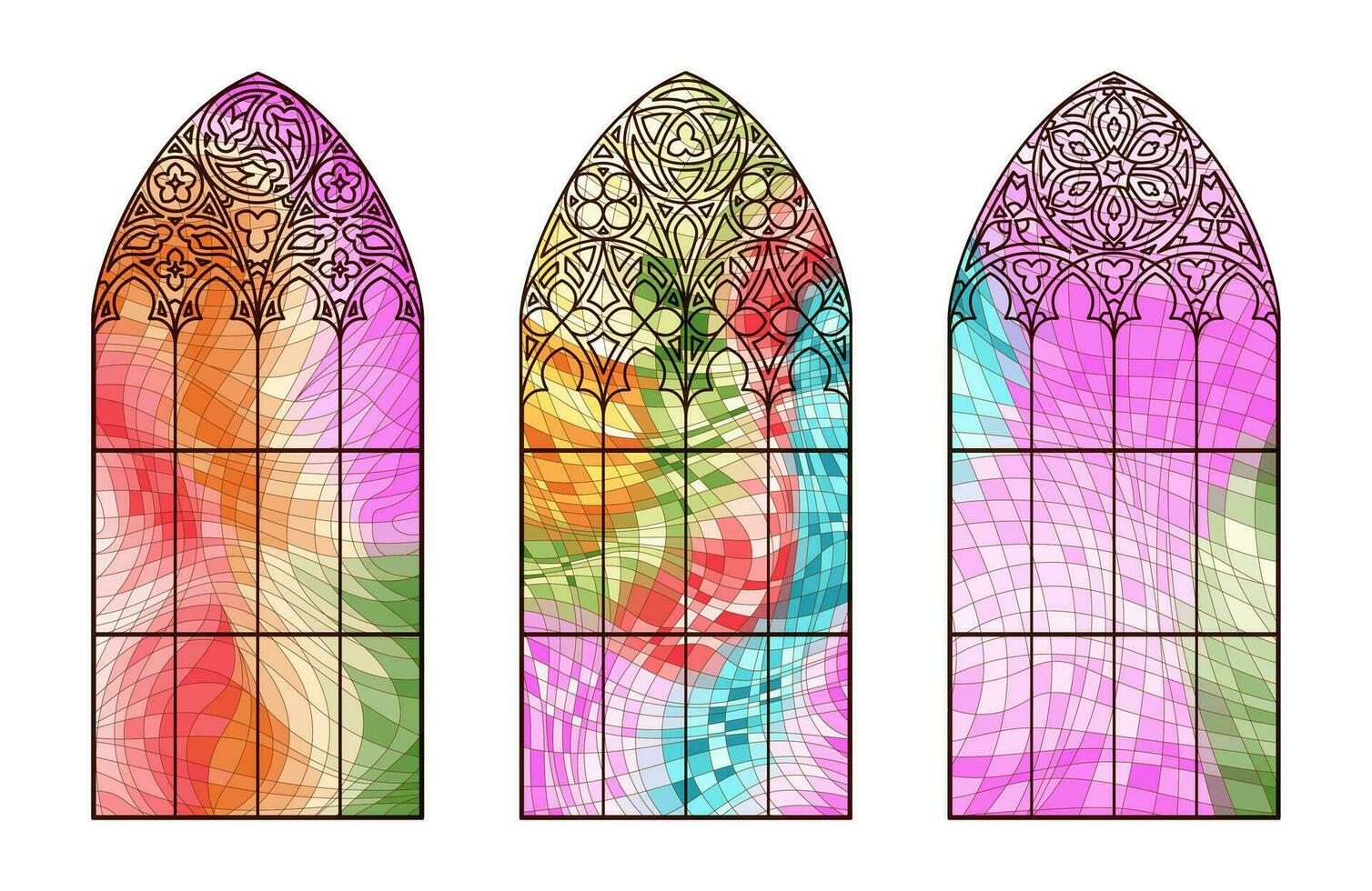 befleckt Glas Kirche Fenster. Mosaik Farbe Rahmen. vektor