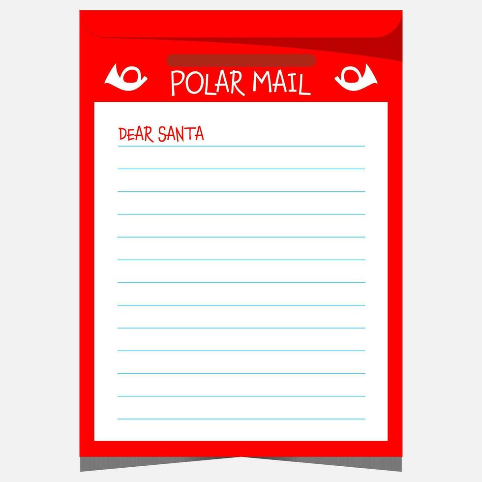 Weihnachten Postkarte oder Brief zu Santa claus leer Vorlage zu Komplett und geschickt es durch Polar- Post. Vektor Weihnachten Wunsch aufführen Layout zum Winter Ferien Feier im festlich Ambiente.