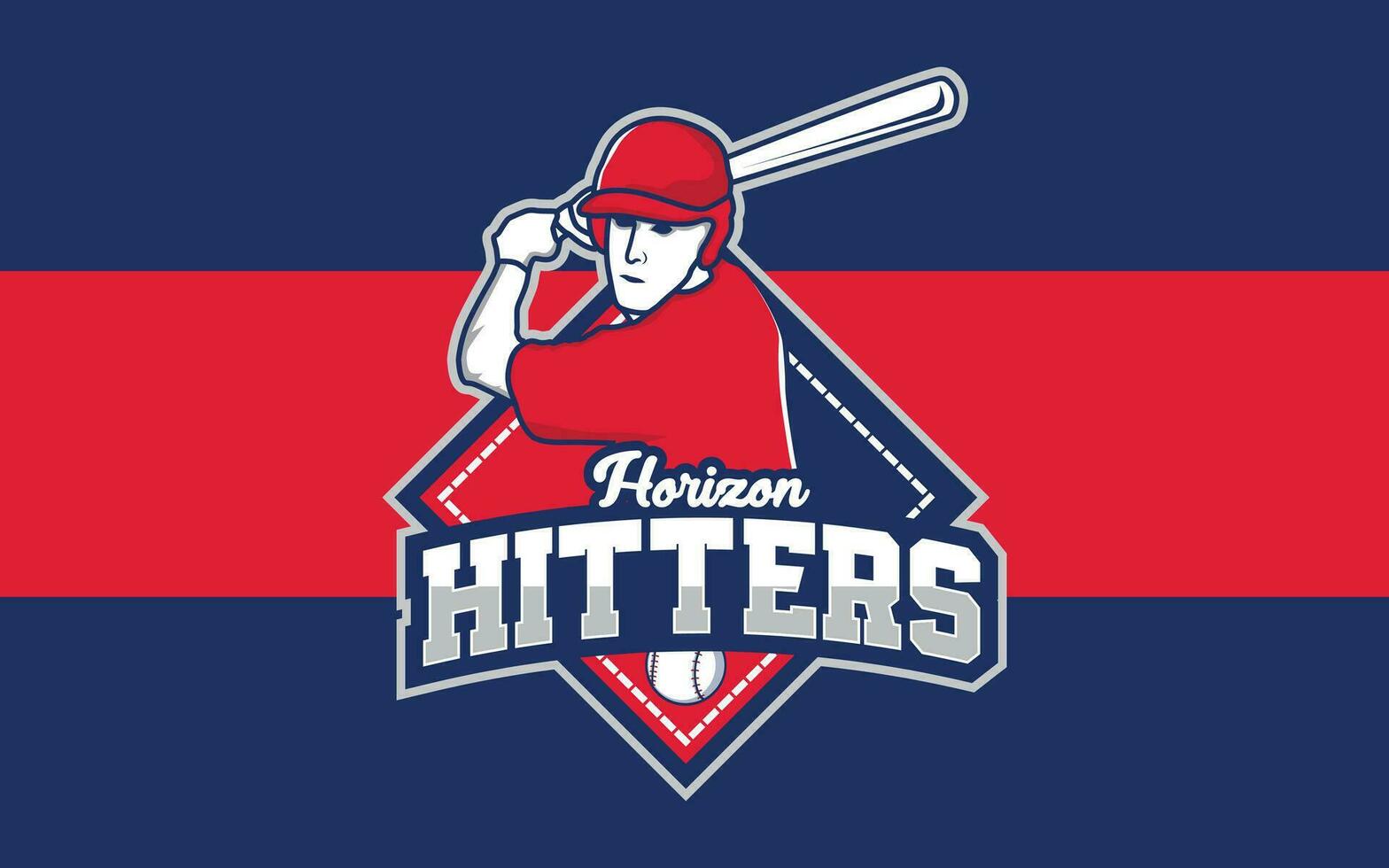 Horizont Schlagmänner Baseball Logo, Baseball Spieler Illustration Maskottchen modern Fachmann Emblem zum Baseball Mannschaft vektor
