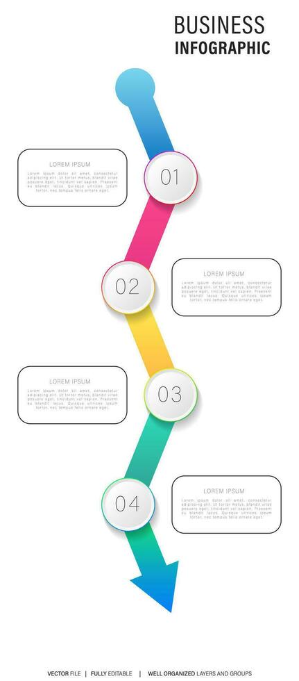 Infografik Pfeile mit Schritt oben Optionen. Vektor Vorlage im eben Design Stil