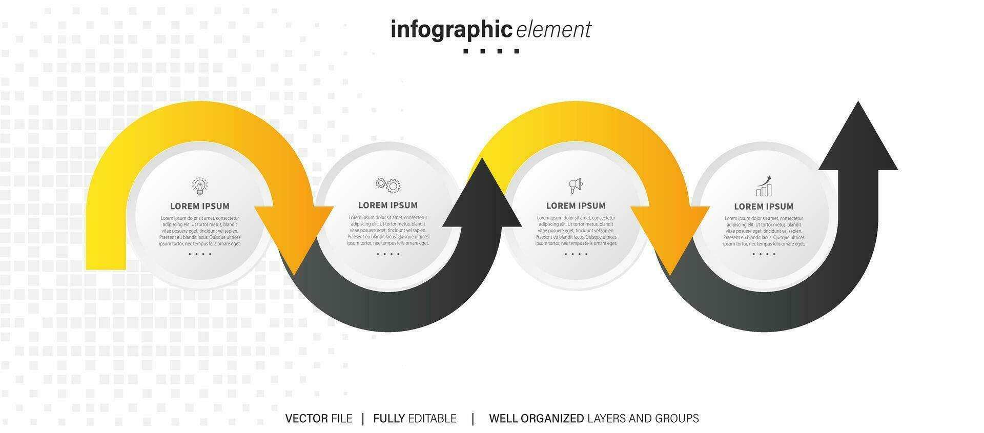 element infographic aning cirkel färgrik med 4 steg vektor