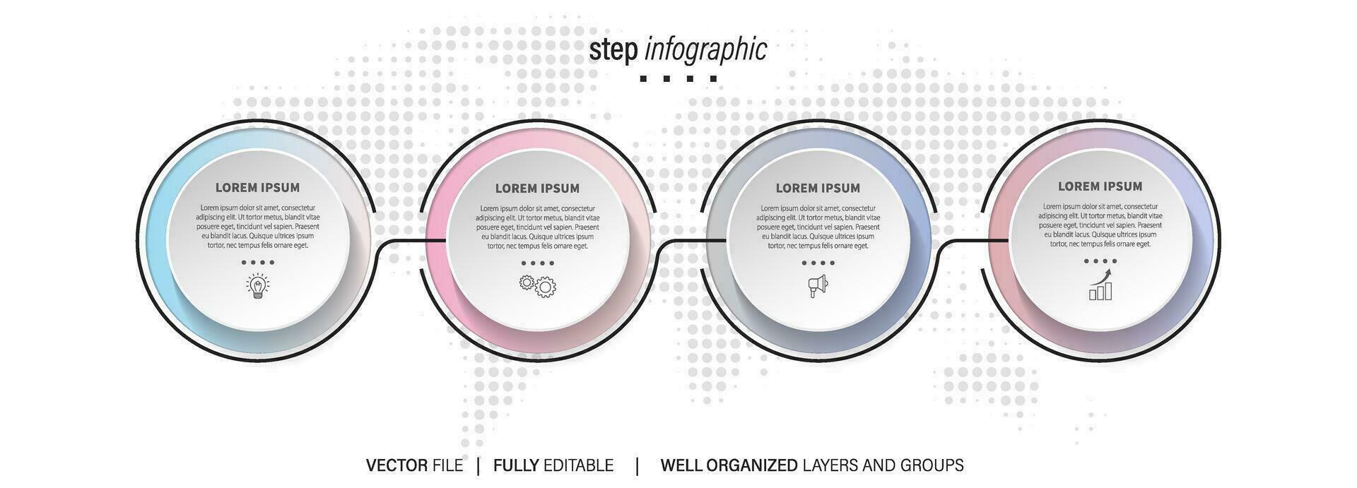 ny produkt utveckling infographic Diagram design mall. redigerbar infochart med ikoner. instruktions- grafik med 4 steg sekvens. visuell data presentation. vektor