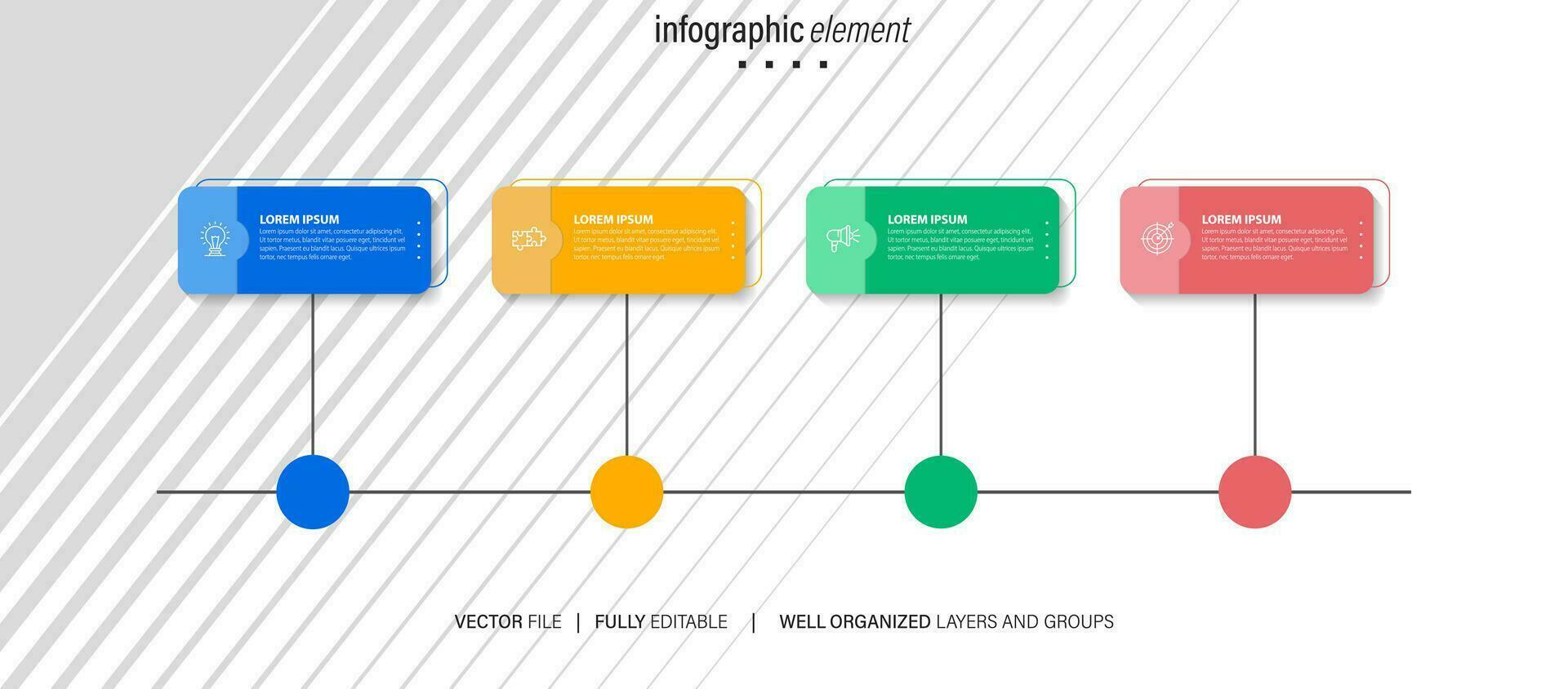 begrepp av företag modell med 4 på varandra följande steg. fyra färgrik grafisk element. tidslinje design för broschyr, presentation. infographic design layout vektor