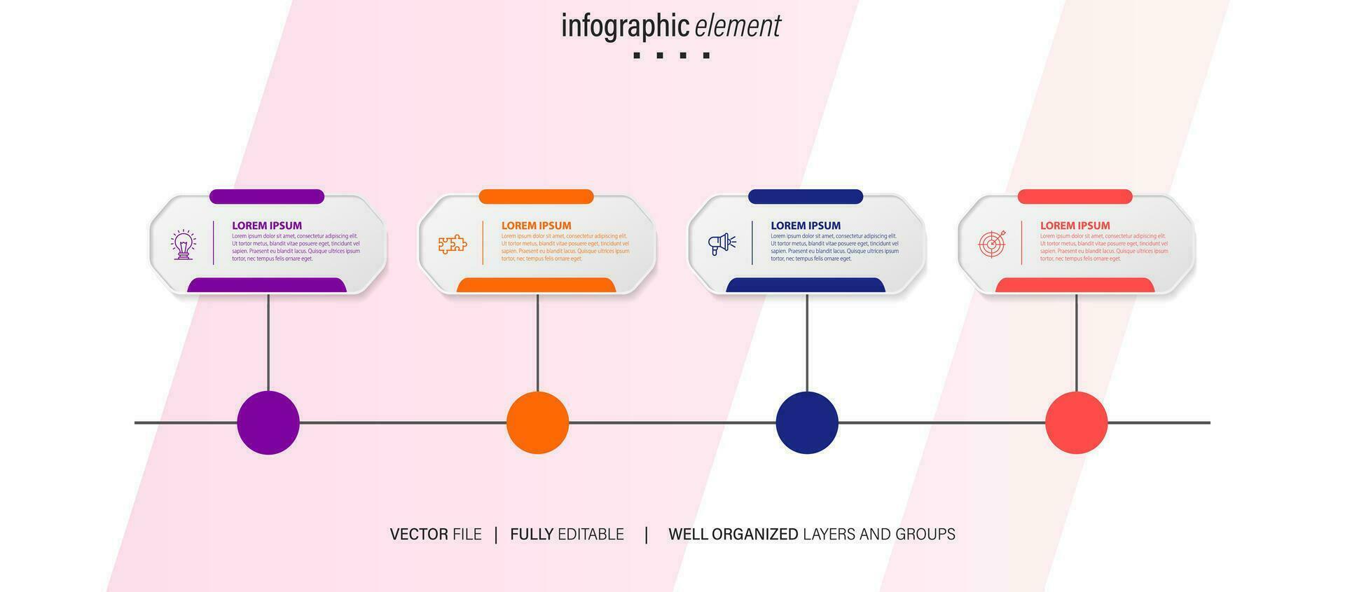 begrepp av företag modell med 4 på varandra följande steg. fyra färgrik grafisk element. tidslinje design för broschyr, presentation. infographic design layout vektor