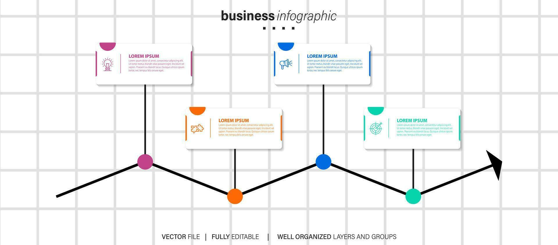 Vektor Infografiken Zeitleiste Design Vorlage mit 3d Papier Etikett, integriert Kreise Hintergrund. Zeitleiste Infografik Design Vektor und Marketing Symbole.