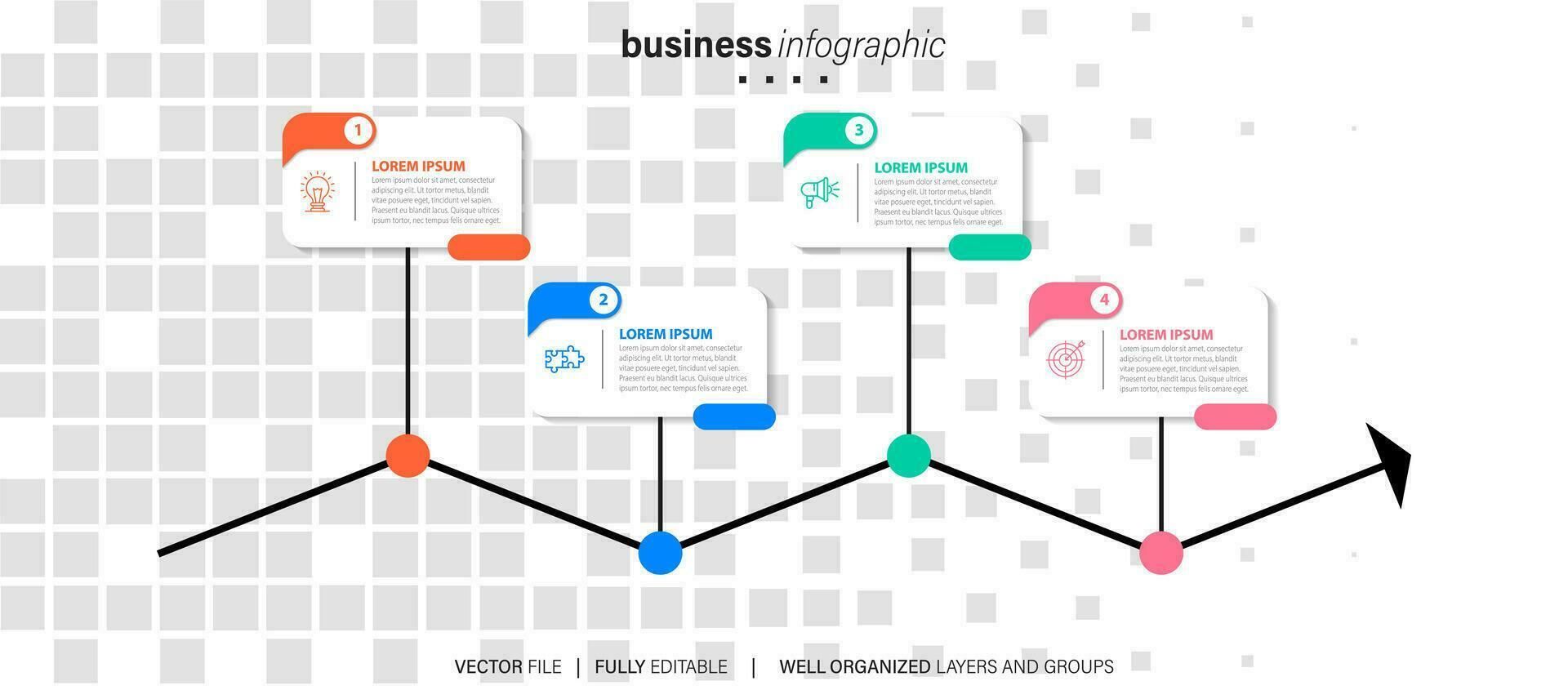 dünn Linie Infografik planen mit 4 Optionen. Vektor Vorlage zum