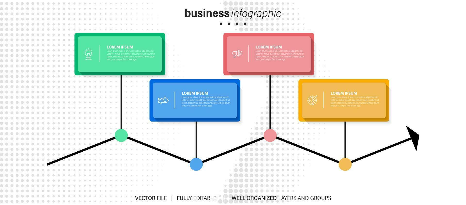 Visualisierung von Geschäftsdaten. Timeline-Infografik-Symbole für abstrakte Hintergrundvorlage Meilensteinelement modernes Diagramm Prozesstechnologie digitales Marketing-Datenpräsentationsdiagramm Vektor