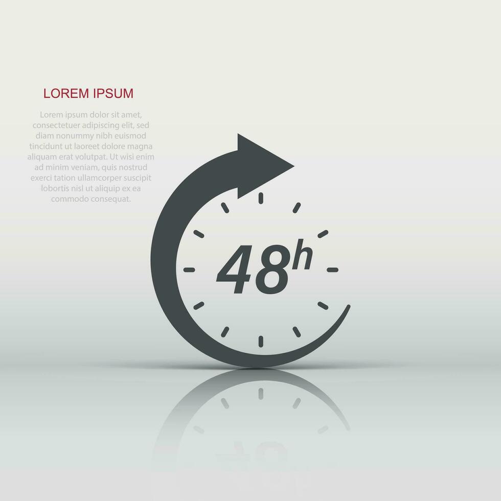 48 Stunde Uhr Symbol im eben Stil. Timer Countdown Vektor Illustration auf isoliert Hintergrund. Zeit messen Zeichen Geschäft Konzept.