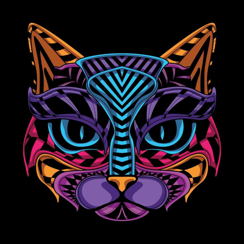 Katze Gesicht Muster Kunstwerk Illustration vektor