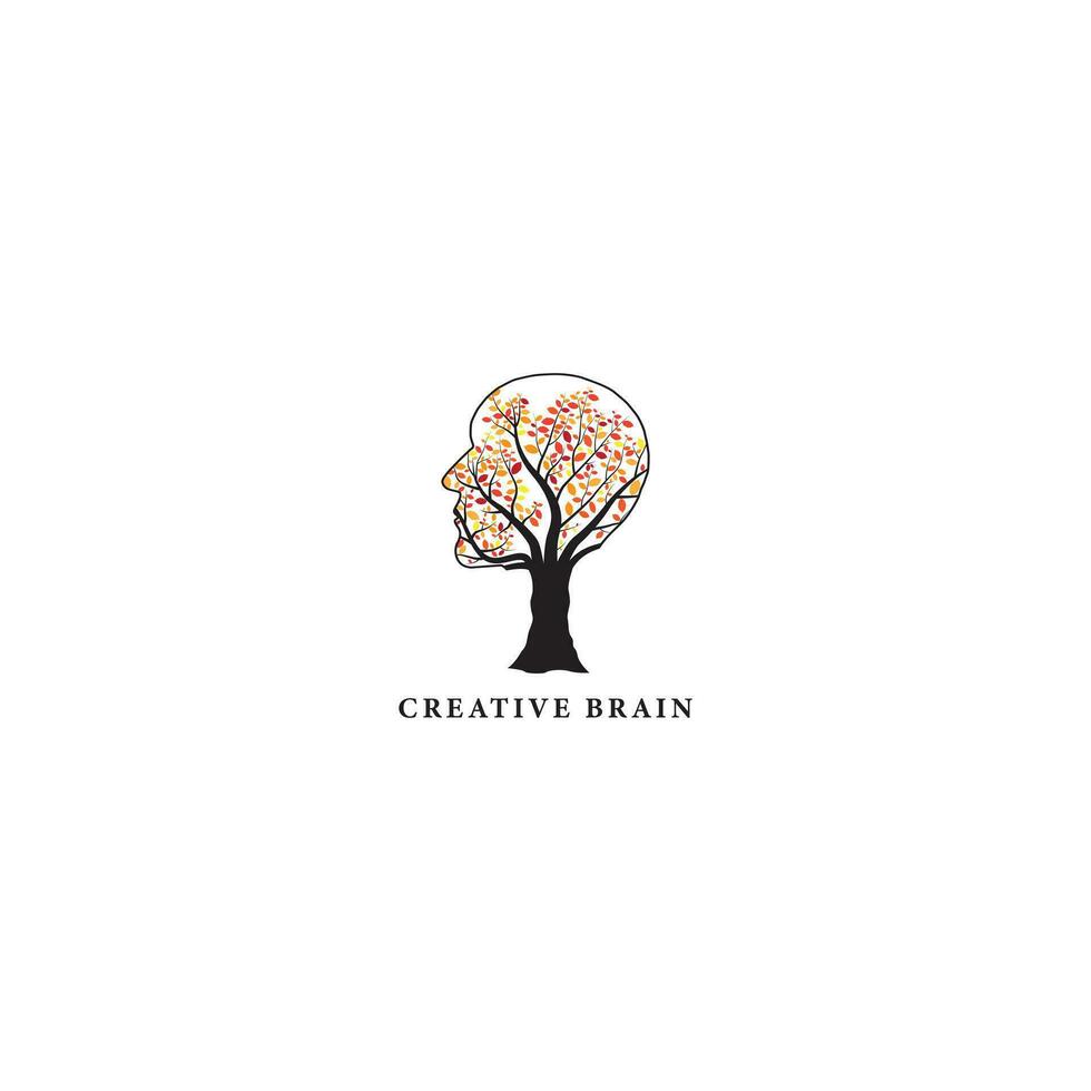 Brain Tree mit Root-Logo-Design-Template-Inspiration, Vektorillustration. vektor
