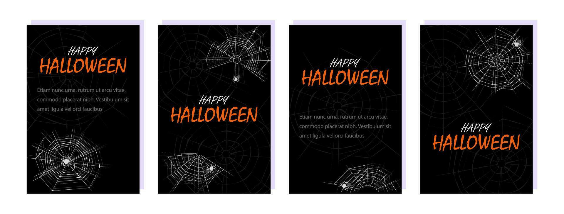 halloween affisch mallar med Spindel webb vektor illustration