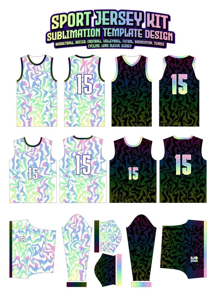 Regenbogen bunt Welle Jersey Design Sportbekleidung Muster Vorlage vektor