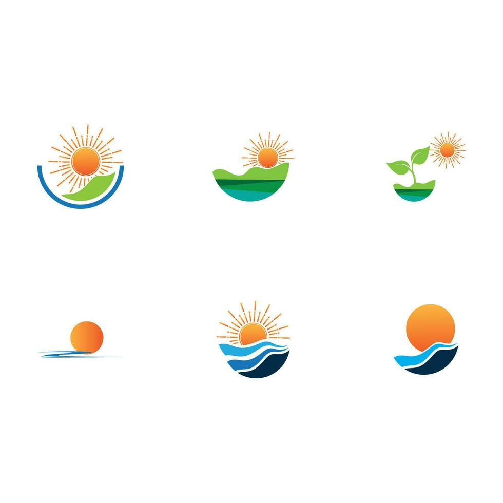 Sonnenaufgang-Logo-Vorlage. Vektor-Illustration Symbol Logo Vorlage Sonne über dem Horizont vektor