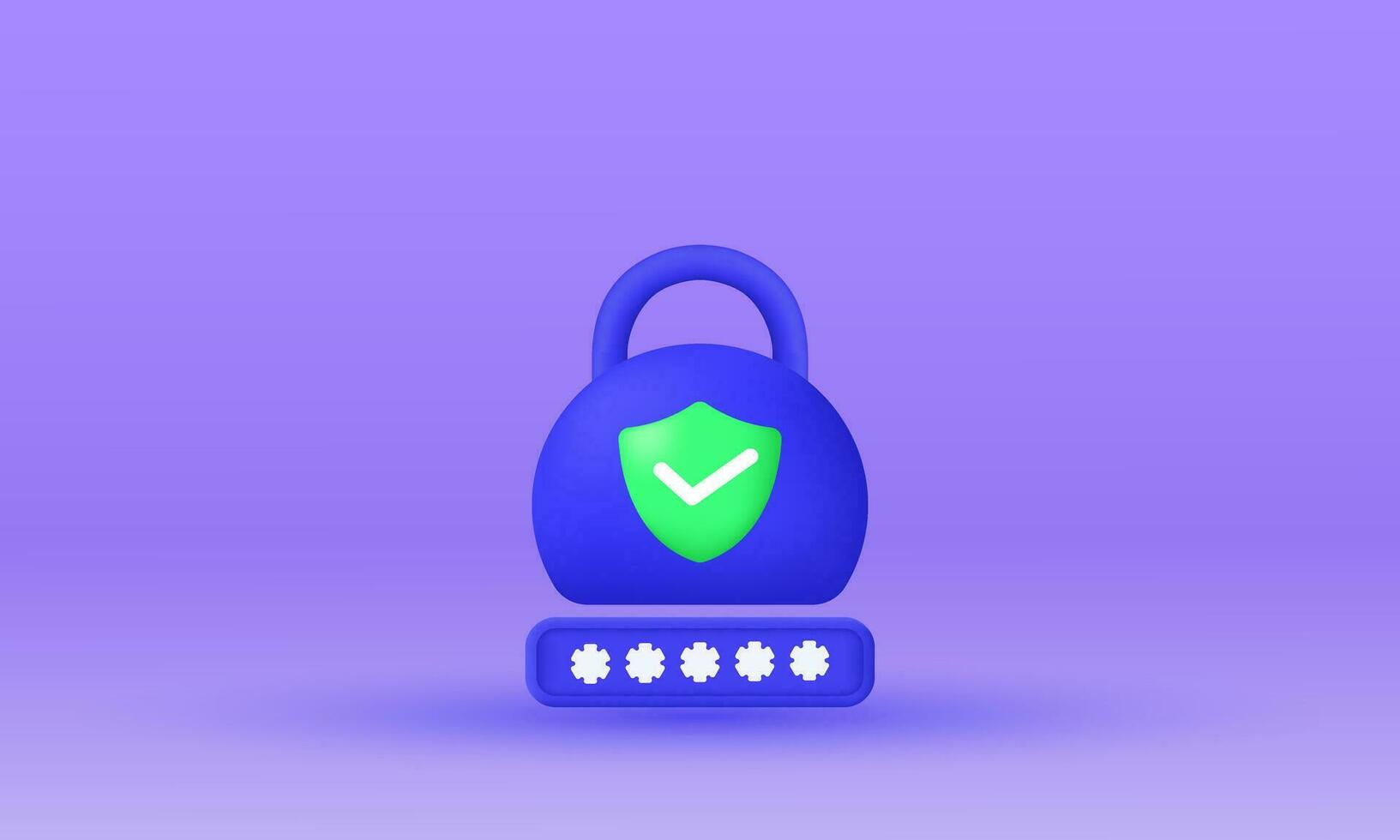 illustration säkerhet låsa Lösenord cyber tecknad serie vektor ikon 3d symboler isolerat på bakgrund