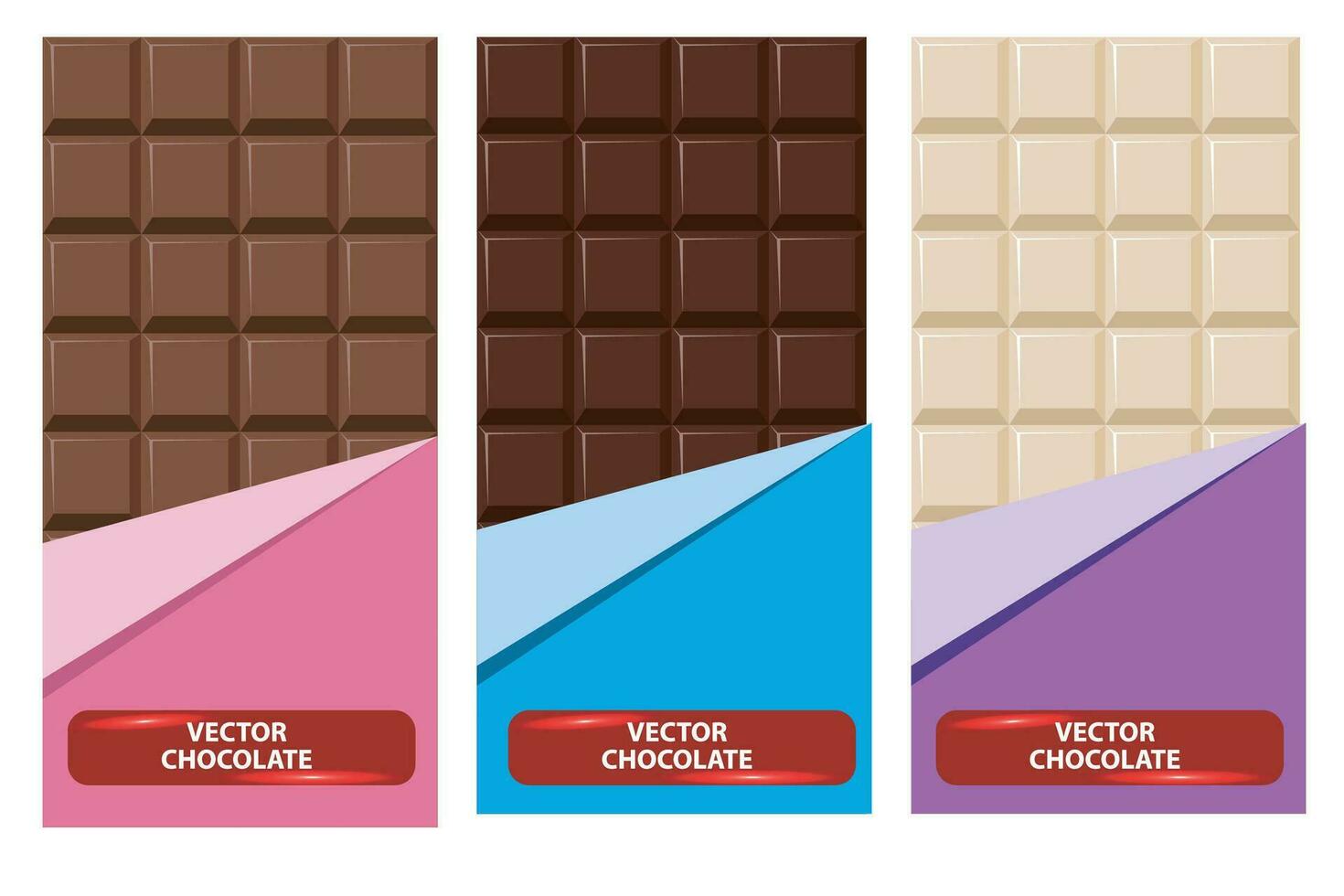 Vektor 3 Schokolade Riegel mit Farbe wickeln