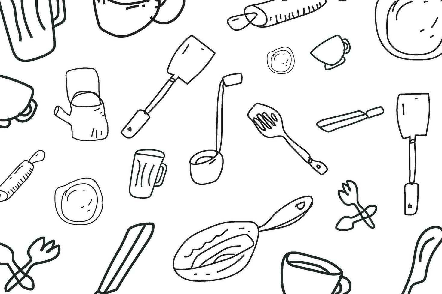 Vektor Hand Zeichnung Muster Kochen Ausrüstung