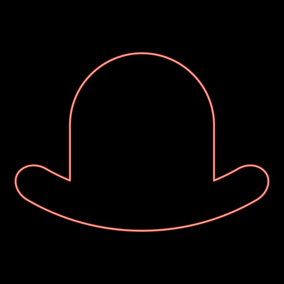 Neon- alt Hut Jahrgang Bowler Gentleman Kopfbedeckungen männlich elegant Fedora Homburg-Hut geizig Rand Zylinder rot Farbe Vektor Illustration Bild eben Stil