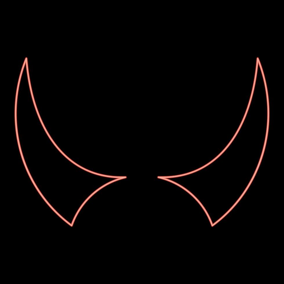 neon horn av jäkel horn monster från Helvete halloween karneval begrepp demon satan ondska röd Färg vektor illustration bild platt stil