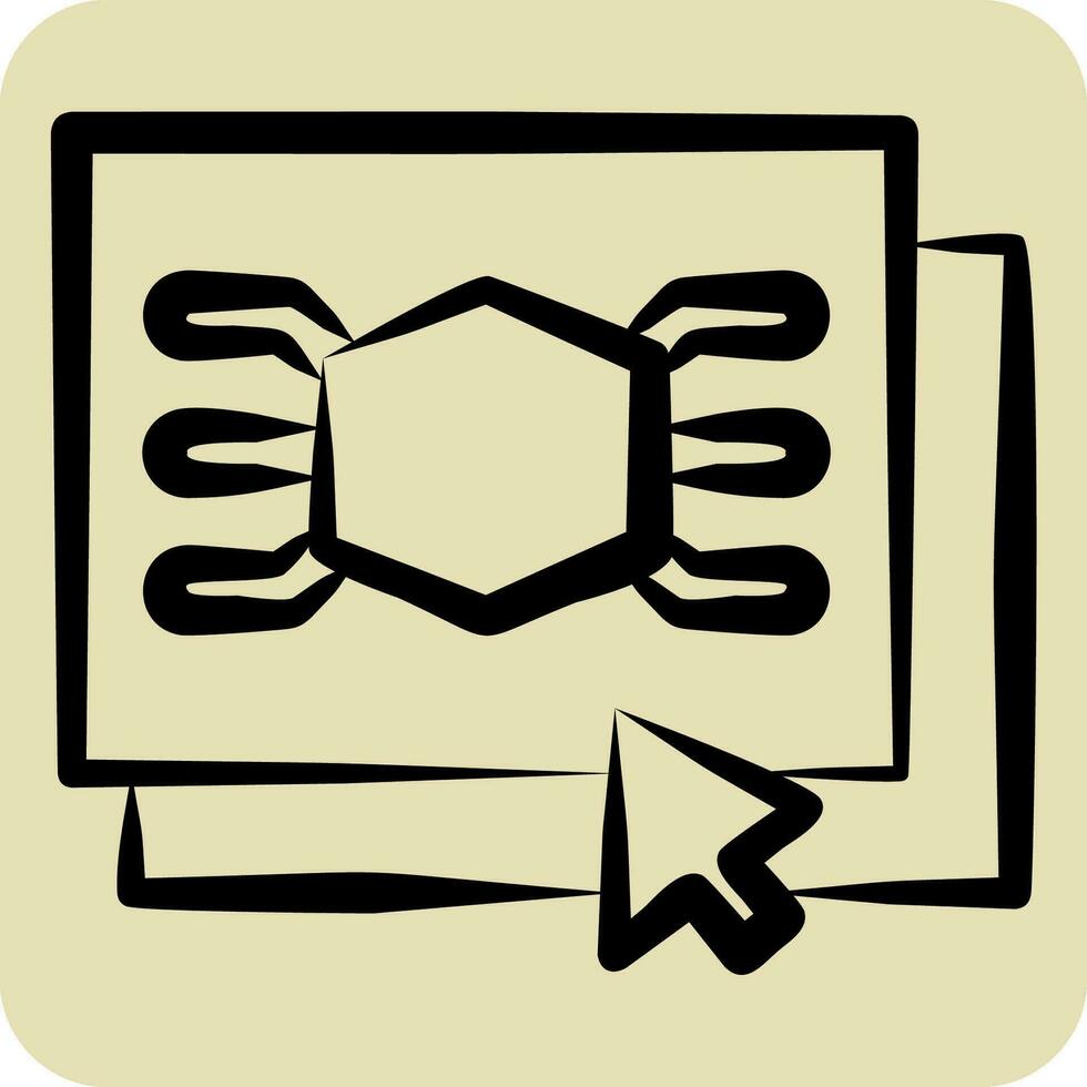 Symbol Software. verbunden zu 3d Visualisierung Symbol. Hand gezeichnet Stil. einfach Design editierbar. einfach Illustration vektor