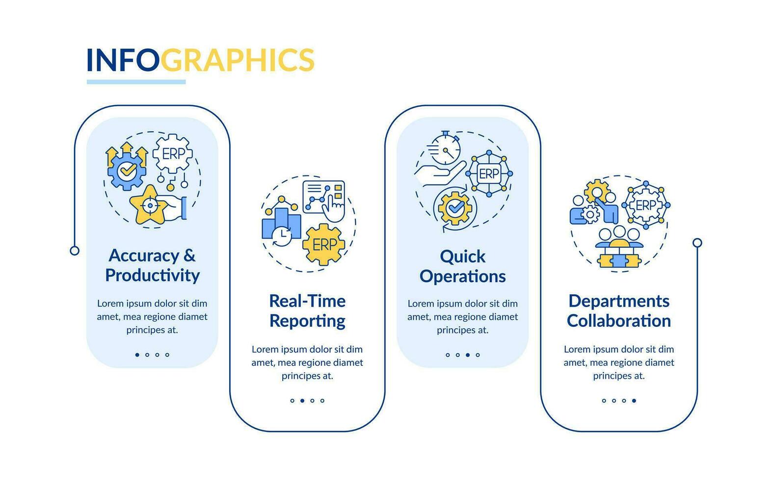 2d Unternehmen Ressource Planung Vektor Mehrfarbig Infografiken Vorlage, Daten Visualisierung mit 4 Schritte, Prozess Zeitleiste Diagramm.