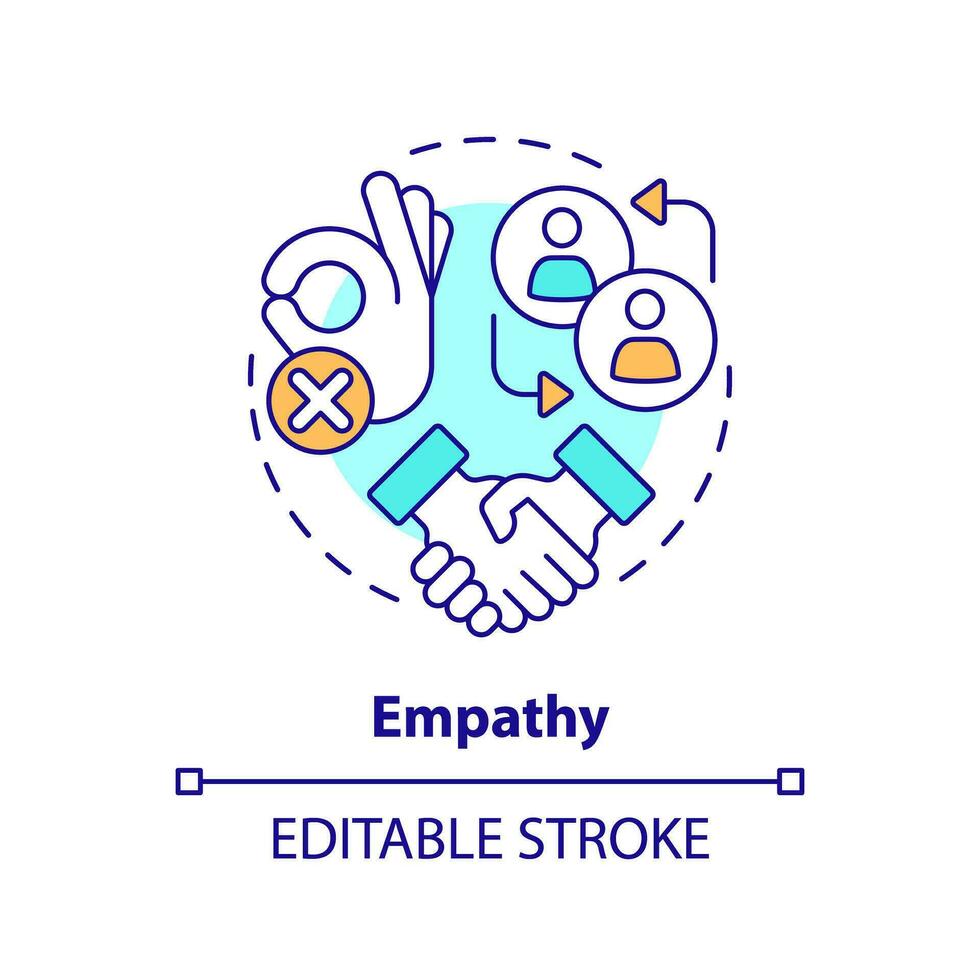 Empathie multi Farbe Konzept Symbol. Kunde Verständnis. Gebäude Rapport. emotional Intelligenz. Der Umsatz Erfolg. runden gestalten Linie Illustration. abstrakt Idee. Grafik Design. einfach zu verwenden vektor