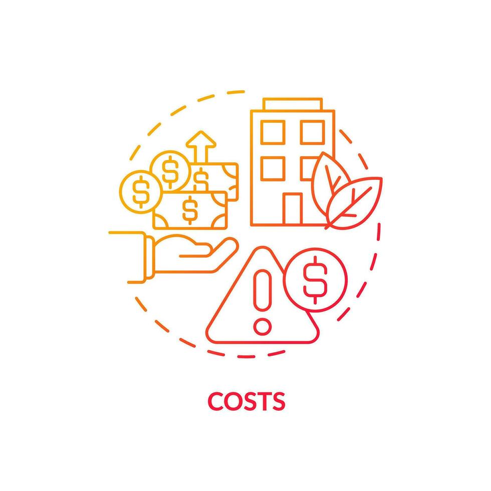 rot Gradient Kosten Symbol Konzept, isoliert Vektor, nachhaltig Büro dünn Linie Illustration. vektor