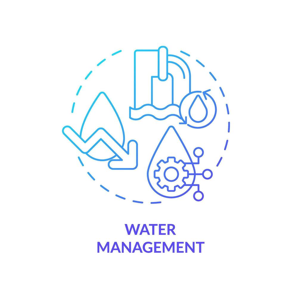 Blau Gradient Wasser Verwaltung Symbol Konzept, isoliert Vektor, nachhaltig Büro dünn Linie Illustration. vektor